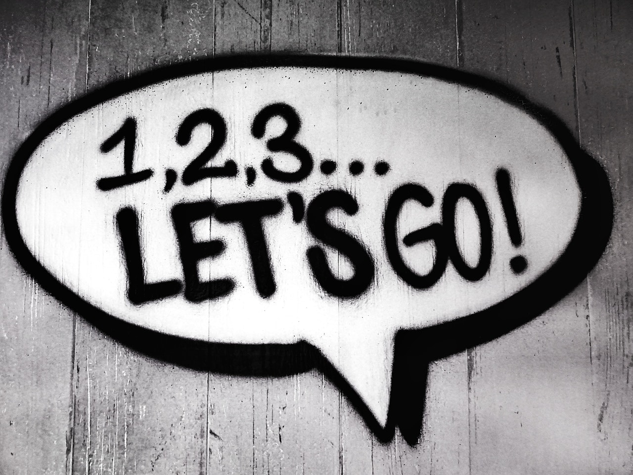 Image of a speech bubble which reads "1,2,3...Let's Go' because this post is about building 3 new habits and taking action.